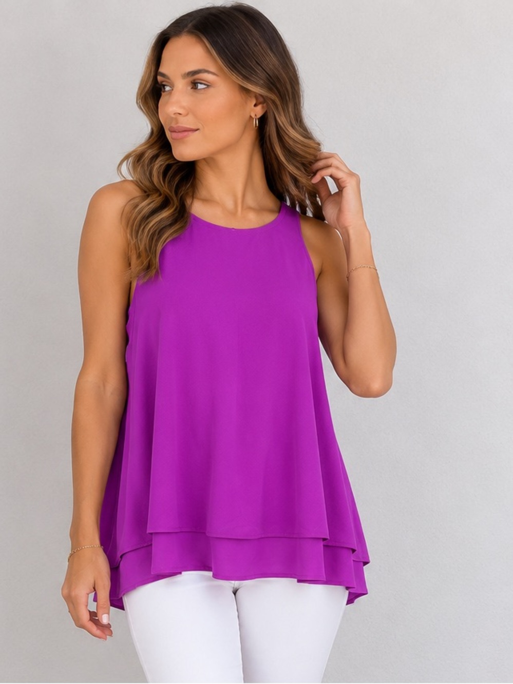 Lauren Ralph Lauren purple sleeveless georgette flowy top size 16